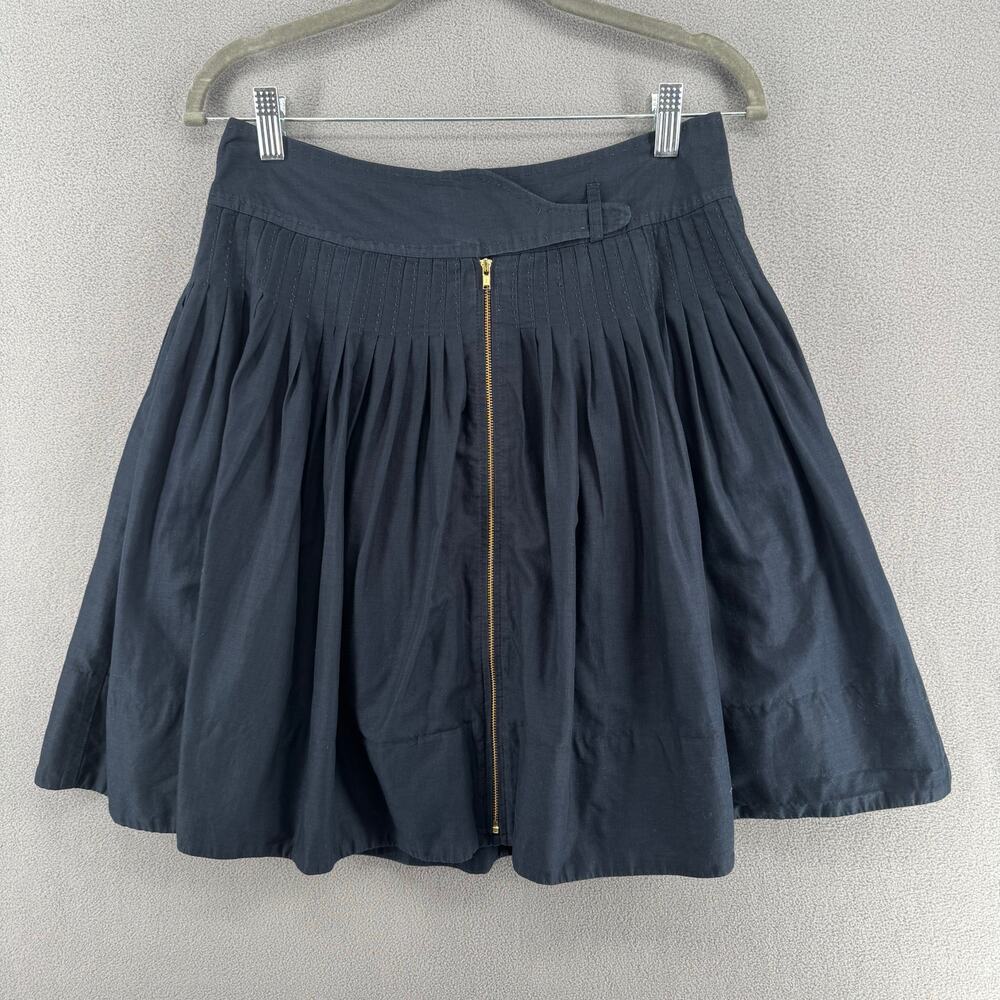 Leifsdottir Pleated Preppy School Girl Skirt Womens 4 Blue Lined Front Zipper